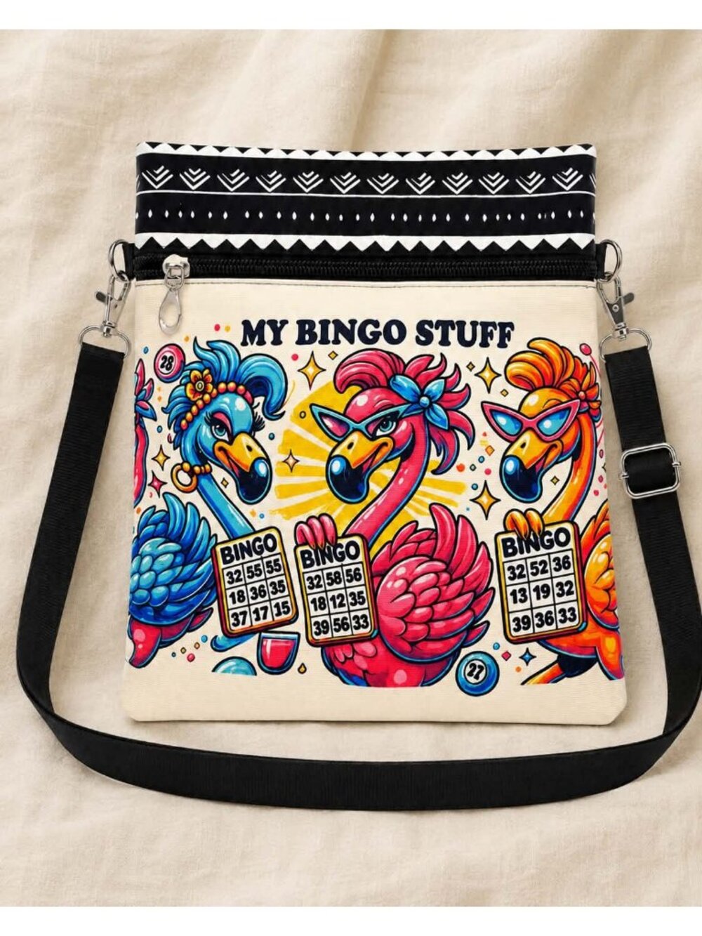 My Bingo Stuff Flamingo Crossbody Bag